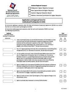 Indicate Regional Compact: Midwestern Higher Education Compact New England Board of Higher Education Southern Regional Education Board Western Interstate Commission for Higher Education