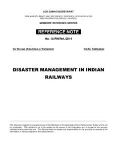 LOK SABHA SECRETARIAT PARLIAMENT LIBRARY AND REFERENCE, RESEARCH, DOCUMENTATION AND INFORMATION SERVICE (LARRDIS) MEMBERS’ REFERENCE SERVICE