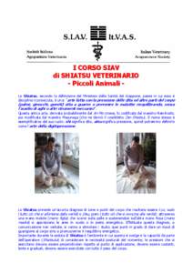 I CORSO SIAV di SHIATSU VETERINARIO - Piccoli Animali Lo Shiatsu, secondo la definizione del Ministero della Sanità del Giappone, paese in cui esso è disciplina riconosciuta, è una: “arte fatta con la pressione dell