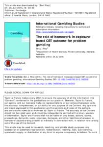 This article was downloaded by: [Ben Riley] On: 25 July 2015, At: 00:39 Publisher: Routledge Informa Ltd Registered in England and Wales Registered Number: Registered office: 5 Howick Place, London, SW1P 1WG