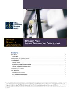 INDIANA BOARD OF ACCOUNTANCY REGISTER YOUR INDIANA PROFESSIONAL CORPORATION