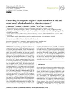 Biogeosciences, 11, 2809–2825, 2014 www.biogeosciences.netdoi:bg © Author(sCC Attribution 3.0 License.  Unravelling the enigmatic origin of calcitic nanofibres in soils and