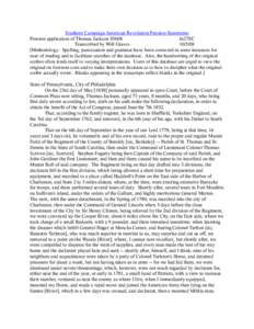 Southern Campaign American Revolution Pension Statements Pension application of Thomas Jackson S5608 fn27SC Transcribed by Will Graves[removed]Methodology: Spelling, punctuation and grammar have been corrected in some i