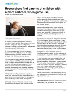 Researchers find parents of children with autism embrace video game use