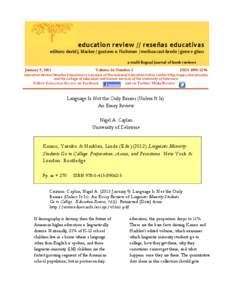 education review // reseñas educativas editors: david j. blacker / gustavo e. fischman / melissa cast-brede / gene v glass a multi-lingual journal of book reviews January 9, 2013  Volume 16 Number 1