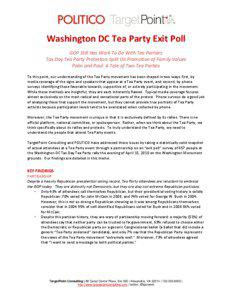 Washington DC Tea Party Exit Poll GOP Still Has Work To Do With Tea Partiers Tax Day Tea Party Protestors Split On Promotion of Family Values