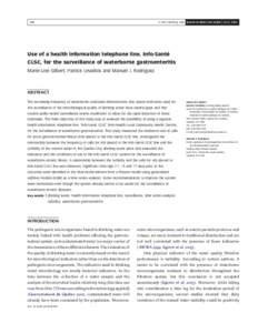 Q IWA Publishing 2006 Journal of Water and Health | 04.2 | Use of a health information telephone line, Info-Sante´ CLSC, for the surveillance of waterborne gastroenteritis