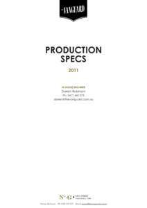 PRODUCTION SPECS 2011 IN HOUSE ENGINEER