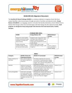 HUSSC/EB 101 Alignment Document The HealthierUS School Challenge (HUSSC) is a voluntary initiative to recognize schools that have created healthier school environments through promotion of nutrition and physical activity