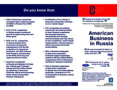 American Chamber of Commerce in Russia  Do you know that: