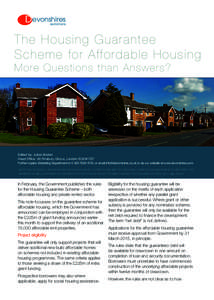 evonshires solicitors The Housing Guarantee Scheme for Affordable Housing More Questions than Answers?