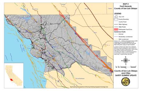 MAP 2 Fault Hazards County of San Luis Obispo Fresno Tulare
