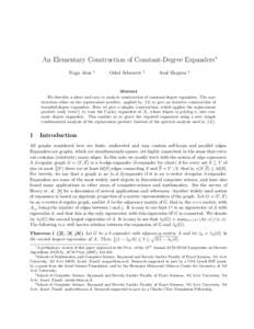An Elementary Construction of Constant-Degree Expanders∗ Noga Alon †  Oded Schwartz