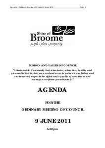 Agenda - Ordinary Meeting of Council 9 JunePage 1 MISSION AND VALUES OF COUNCIL 