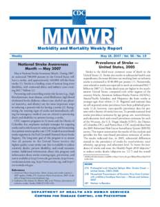 Morbidity and Mortality Weekly Report Weekly May 18, VolNo. 19  Prevalence of Stroke —