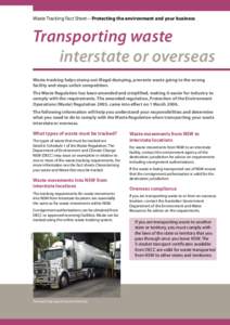 Waste tracking fact sheet: Transporting waste interstate or overseas