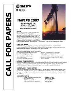 CALL FOR PAPERS  NAFIPS 2007 San Diego, CA June 24-27, 2007