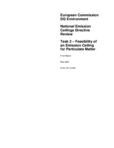 European Commission DG Environment National Emission Ceilings Directive Review Task 2 – Feasibility of