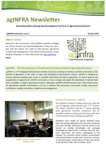    	
   agINFRA	
  Newsletter	
   Promoting	
  Data	
  Sharing	
  and	
  Development	
  of	
  Trust	
  in	
  Agricultural	
  Sciences	
   	
  