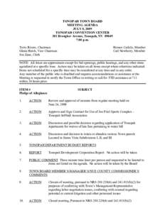 TONOPAH TOWN BOARD MEETING AGENDA JULY 8, 2009 TONOPAH CONVENTION CENTER 301 Brougher Avenue, Tonopah, NV[removed]:00 p.m.