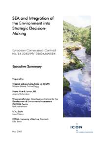 SEA and Integration of the Environment into Strategic DecisionMaking European Commission Contract No. B4[removed]MAR/B4