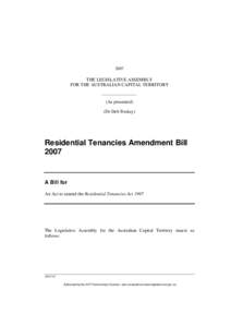 2007  THE LEGISLATIVE ASSEMBLY FOR THE AUSTRALIAN CAPITAL TERRITORY  (As presented)