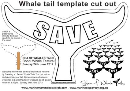 Whale tail template cut out  attach a paddle pop stick to the back ready to be placed in