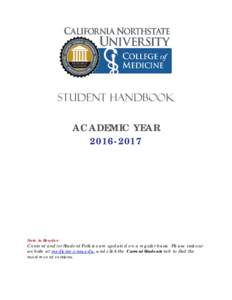 Student Handbook ACADEMIC YEARNote to Reader: