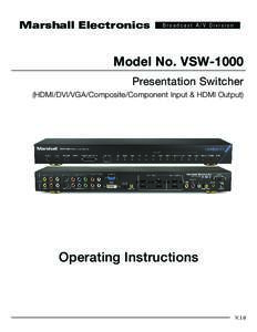 Marshall Electronics  Broadcast A/V Division Model No. VSW-1000 Presentation Switcher