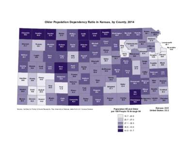 Older Population Dependency Ratio in Kansas, by County, 2014 Cheyenne 50.2 Rawlins 49.6
