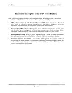 IFTA Bylaws  Revised September 21, 2011  