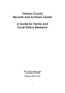 Ontario County Records and Archives Center A Guide for Family and
