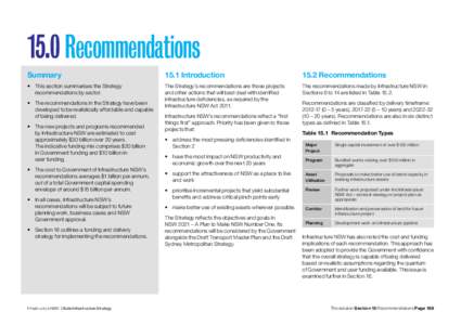 15.0 Recommendations Summary 15.1 Introduction[removed]Recommendations