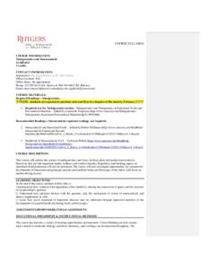COURSE SYLLABUS  COURSE INFORMATION: Nutrigenomics and Nutraceuticals 11:400:410 3 credits