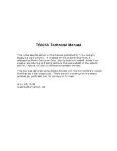 TS2068 Technical Manual This is the second edition of the manual published by Time Designs Magazine (now defunct). It is based on the original blue manual