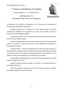 Doc.EUROBATS.MoP7.10.Rev.1  7th Session of the Meeting of the Parties Brussels, Belgium, 15 – 17 September[removed]Draft Resolution 7.2