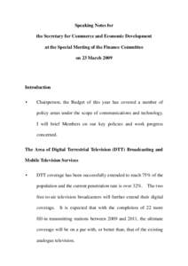 Speaking Notes for the Secretary for Commerce and Economic Development at the Special Meeting of the Finance Committee on 23 March[removed]Introduction