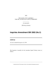 2002 THE LEGISLATIVE ASSEMBLY FOR THE AUSTRALIAN CAPITAL TERRITORY (As presented) (Ms Roslyn Dundas)