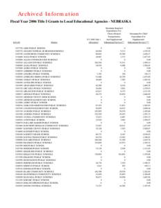 Archived Information Fiscal Year 2006 Title I Grants to Local Educational Agencies - NEBRASKA LEA ID[removed]