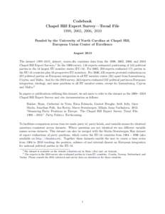 Codebook Chapel Hill Expert Survey—Trend File 1999, 2002, 2006, 2010 Funded by the University of North Carolina at Chapel Hill, European Union Center of Excellence August 2013