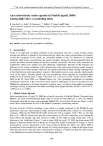 7th Int. Conf. on Harmonisation within Atmospheric Dispersion Modelling for Regulatory Purposes  $QH[WUDRUGLQDU\R]RQHHSLVRGHLQ0DGULGDSULO GXULQJQLJKWWLPHDPRGHOOLQJVWXG\ R. San José1, A. Stohl2, K. Ka