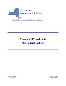 New York State Department of Civil Service Committed to Innovation, Quality, and Excellence  Manual of Procedure in