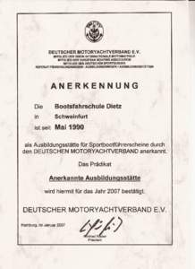 DEUTSCHER MOTORYACHTVERBAND  E.V. MITGLIED DER UNION INTERNATIONALE MOTONAUTIQUE