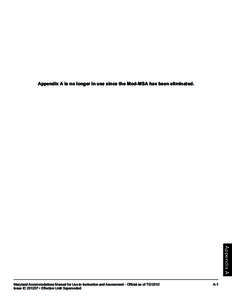 Appendix A is no longer in use since the Mod-MSA has been eliminated.  Appendix A Maryland Accommodations Manual for Use in Instruction and Assessment - Ofﬁcial as of[removed]Issue ID[removed] • Effective Until Supers