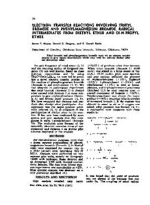 Electron Transfer Reactions Involving Trityl Bromide and Phenylmagnesium Bromide. Radical Intermediates from Diethyl Ether and Di-N-Propyl Ether