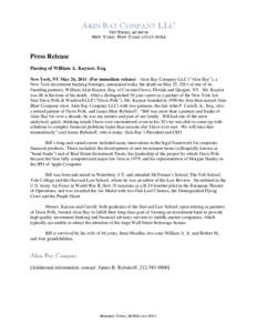 Microsoft Word - Kaynor Passing Press Release (Final Form[removed]docx