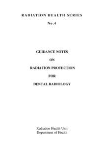 GUIDANCE NOTES ON RADIATION PROTECTION FOR DENTAL RADIOLOGY