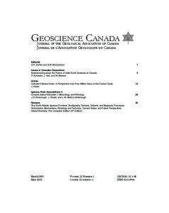 GEOSCIENCE CANADA JOURNAL OF THE GEOLOGICAL ASSOCIATION OF CANADA JOURNAL DE L’ASSOCIATION GÉOLOGIQUE DU CANADA