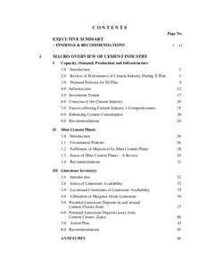 CONTENTS Page No. EXECUTIVE SUMMARY – FINDINGS & RECOMMENDATIONS I