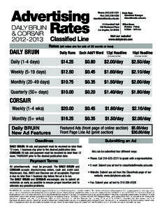 Advertising Rates Phone: (Fax: ( 